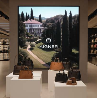 Ledwall indoor in showroom di accessori luxury con contenuti di brand