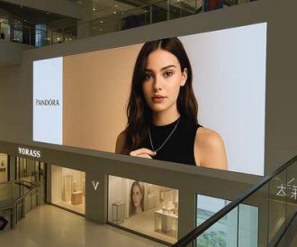 Ledwall indoor sospeso in centro commerciale per pubblicità dinamica