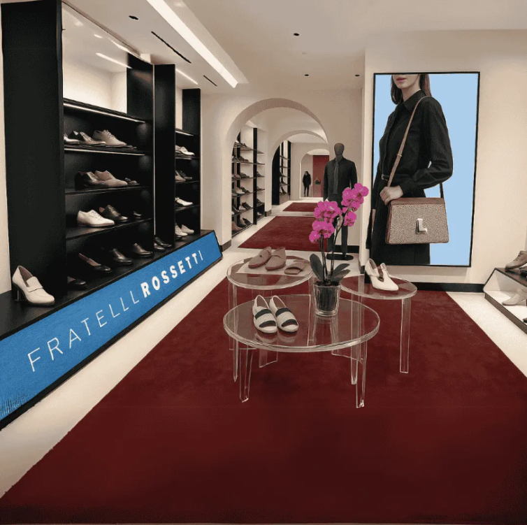 Ledwall indoor verticale in negozio di calzature per comunicazione visiva in-store