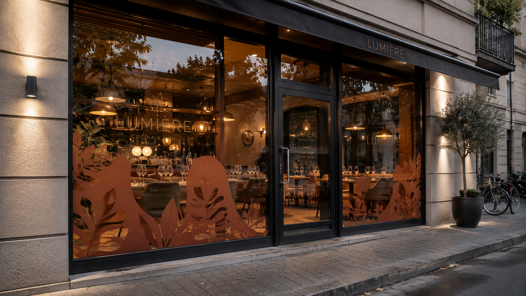 Vetrofania decorativa per ristorante